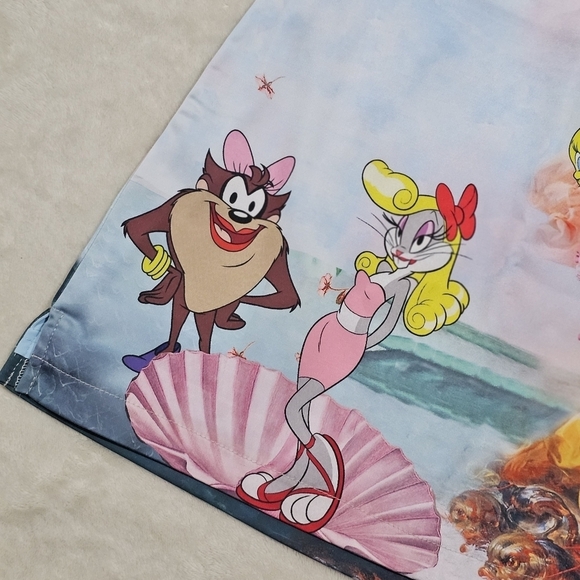 Looney Tunes ✦ Be A Queen Satin Mini Skirt ✦ Drag Graphic High Waist Hidden Zip - Picture 5 of 14